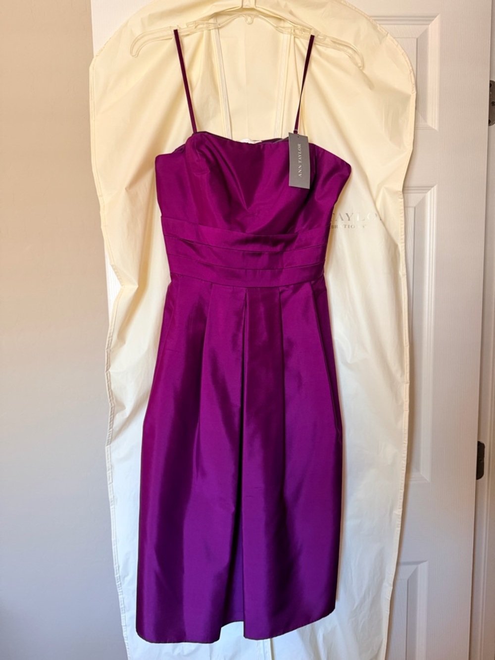 Ann Taylor Magenta Strapless Midi Dress/Optional straps